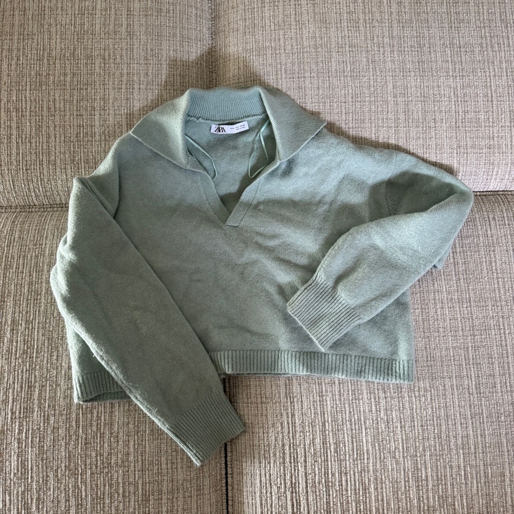 Zara Mint V-Neck Sweater